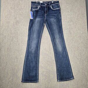 Grace In LA Easy Fit Bootcut Dark Wash Jeans Size 29 Cotton Blend Stretch Denim